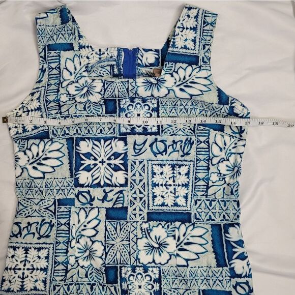 VINTAGE 90s Hawaiian print sleeveless mini shift dress S - Picture 6 of 8